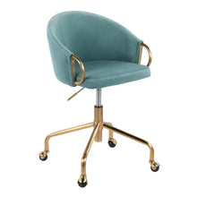  Claire - Task Chair - Gold Metal And Light Blue Velvet