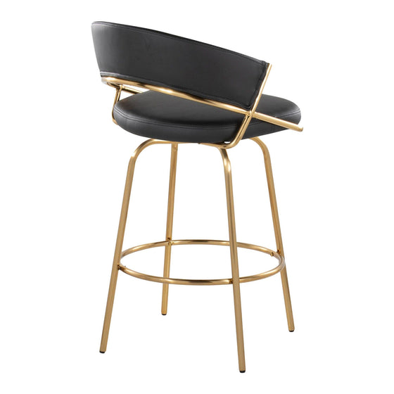 Jie - 30" Fixed-Height Barstool With Swivel - Gold Legs (Set of 2)