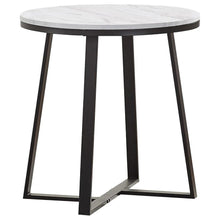  Hugo - Round Faux Marble End Table - White And Matte Black