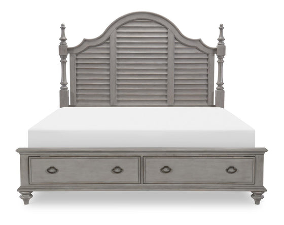 Kingston - Complete Louvered Poster Bed With Storage Footboard