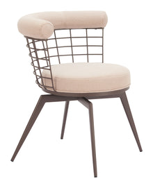  Saku - Swivel Dining Chair - Beige & Brown