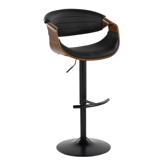 Symphony - Adjustable Barstool (Set of 2) - Black Base And Walnut Backrest