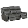 Raelynn - Upholstered Track Arm Motion Sofa - Gray