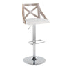 Charlotte - Adjustable Barstool (Set of 2) - Light Gray Back, Chrome Base