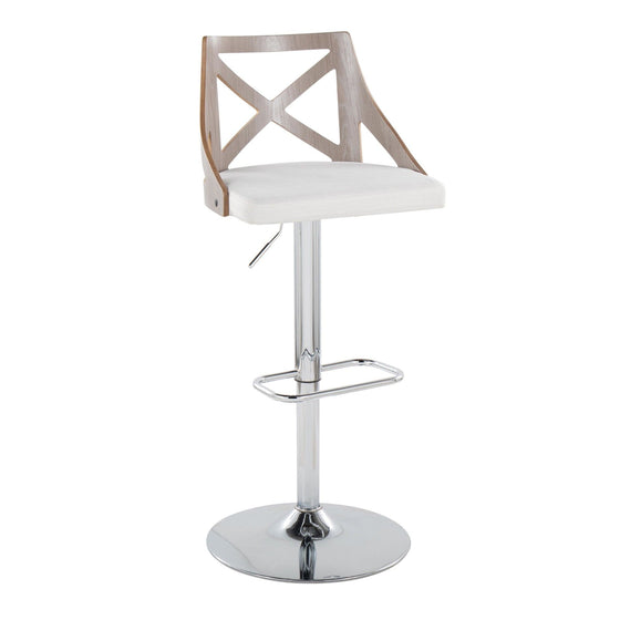 Charlotte - Adjustable Barstool (Set of 2) - Light Gray Back, Chrome Base