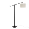 Bento - 67.5" Metal Floor Lamp - Black Metal And Walnut Wood With White Shade