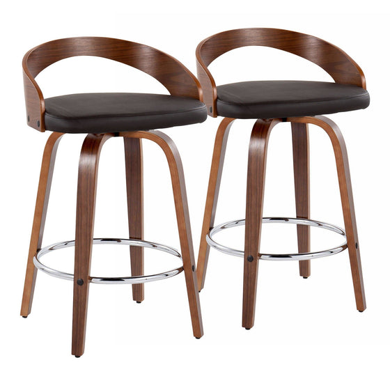 Grotto - 26" Fixed-Height Counter Stool (Set of 2) - Walnut Base