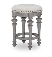  Kingston - Round Swivel Stool With Upholstered Seat - Sandalwood Brown / Tweed Gray