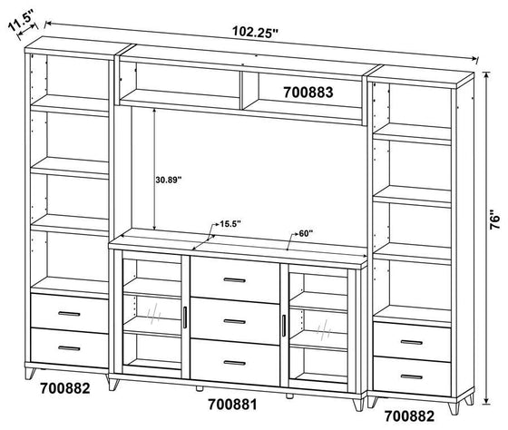 Lewes - 4 Piece TV Entertainment Center - Cappuccino