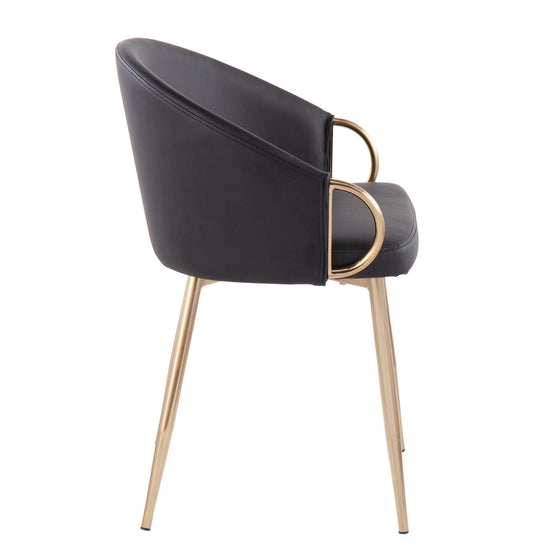 Claire - Chair - Gold Metal And Black Faux Leather