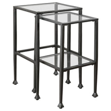  Leilani - 2 Piece Glass Top Nesting Table Set - Black