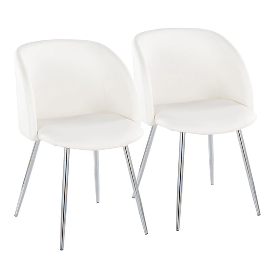 Fran - Chair - Chrome Metal And White Faux Leather (Set of 2)