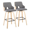 Stella - 30" Fixed-Height Barstool (Set of 2) - Natural & Black Base