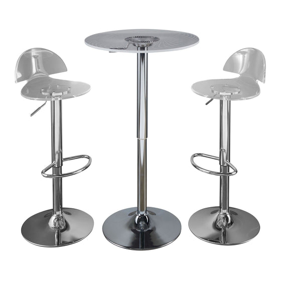 Spyra - Venti Bar Set - Chrome And Acrylic With Light Up Tabletop (Set of 3)