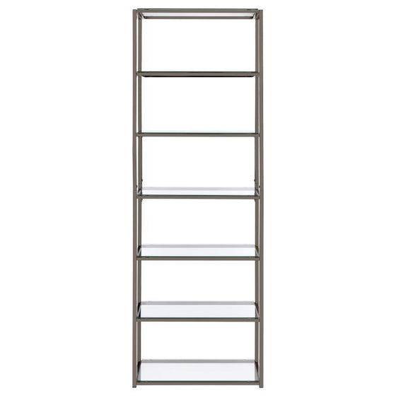 Kate - 5-Shelf Glass Bookshelf - Black Nickel