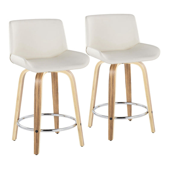 Santi - 24" Fixed-Height Counter Stool With Swivel - Zebra Wood (Set of 2)