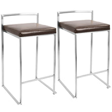  Fuji - Stackable Counter Stool - Brown Faux Leather (Set of 2)