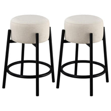  Leonard - Upholstered Backless Round Stools (Set of 2)