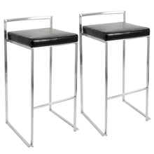  Fuji - Stackable Barstool - Black Faux Leather (Set of 2)