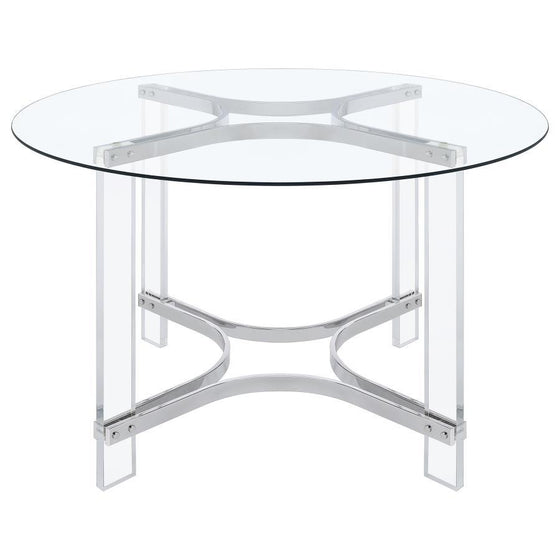 Keeling - Round Glass Top Acrylic Dining Table - Chrome