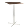 Fuji - Square Bar Table - Stainless Steel With Walnut Wood Top