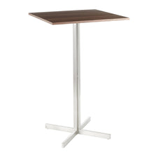  Fuji - Square Bar Table - Stainless Steel With Walnut Wood Top