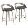 Grotto - Counter Stool With Light Gray Wood And Black Faux Leather (Set of 2)