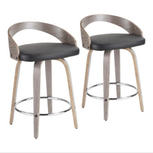  Grotto - Counter Stool With Light Gray Wood And Black Faux Leather (Set of 2)