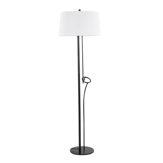 Shadow - Floor Lamp - Black Steel With White Linen Shade