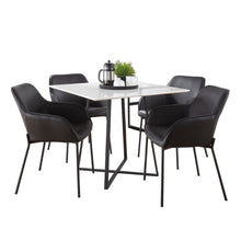  Cosmo - Daniella Square Dining Set - Black Metal With White Wood Tabletop And Black Faux Leather (Set of 5)