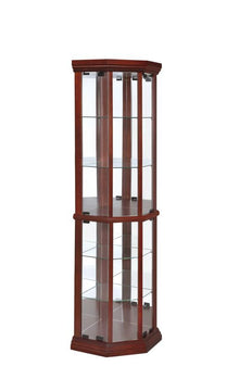  Appledale - 6-Shelf Corner Curio Display Cabinet - Medium Brown