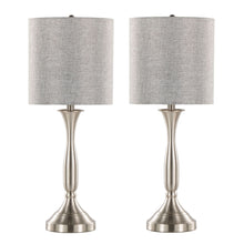  Sawyer - 25" Metal Table Lamp With Usb (Set of 2) - Light Grey Linen