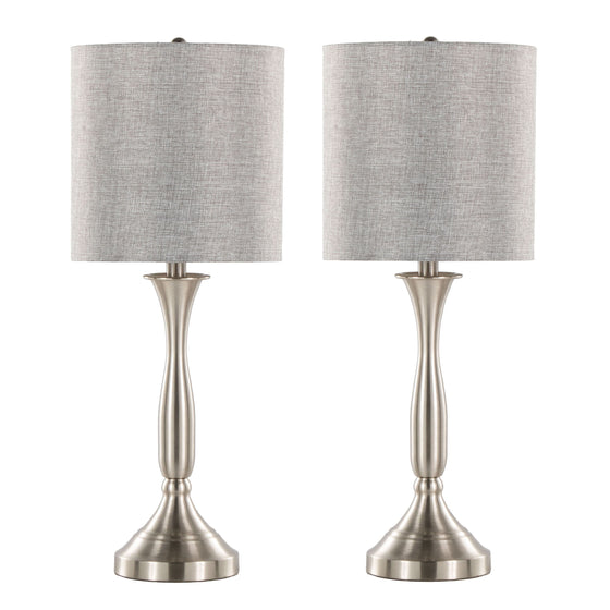 Sawyer - 25" Metal Table Lamp With Usb (Set of 2) - Light Grey Linen