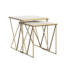  Bette - 2 Piece Marble Top Nesting Table Set - White And Gold