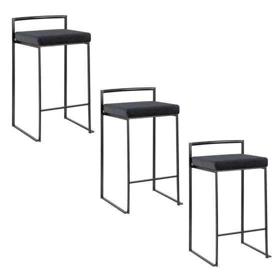 Fuji - Stackable Counter Stool With Cushion - Black Metal