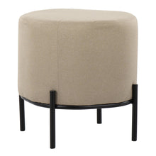  Daniella - Foot Stool - Black Metal And Beige Fabric