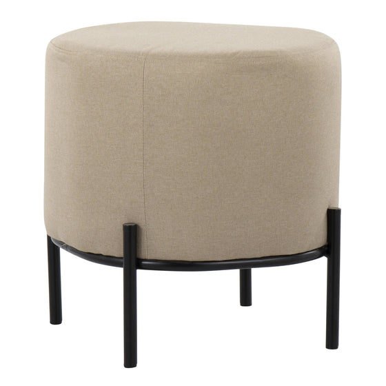 Daniella - Foot Stool - Black Metal And Beige Fabric