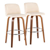 Toriano - 30" Fixed-height Barstool (Set of 2) - Walnut And Beige