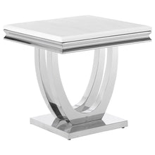  Kerwin - Square Stone Top End Table - White And Chrome