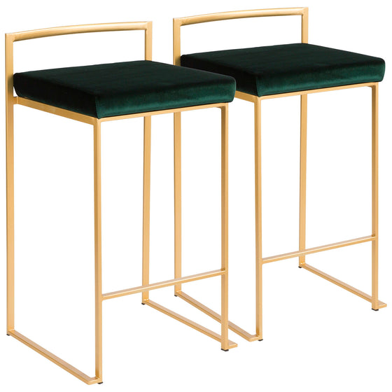 Fuji - Counter Stool With Cushion - Gold Legs