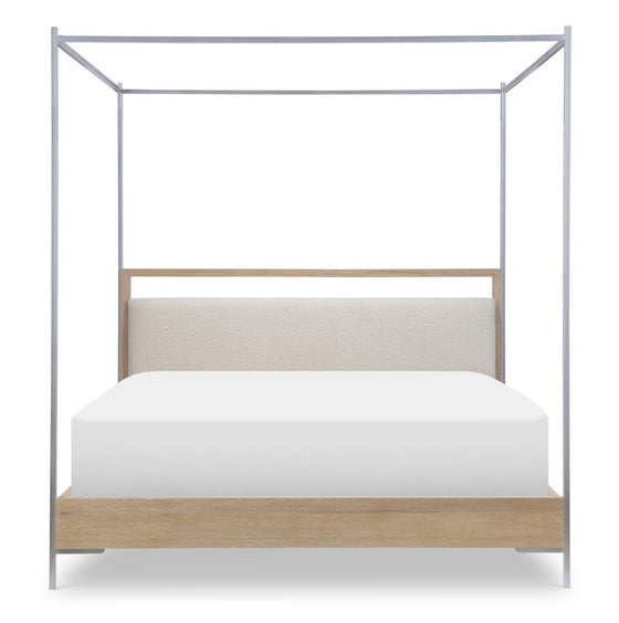 Biscayne - Complete Queen Upholstered Bed With Canopy - Malabar With Alabaster Fronts