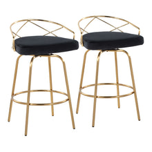  Charlotte - Glam - 26" Fixed-Height Counter Stool (Set of 2) - Gold Base