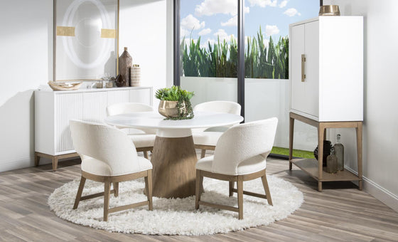 Melrose - Credenza - Cloud White And Desert Oak