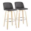 Toriano - 30" Fixed-height Barstool (Set of 2) - Natural And Dark Gray