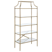  Serena - 5-Shelf Glass Bookshelf - Gold