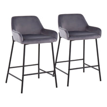  Daniella - Fixed - Height Counter Stool - Black Metal And Silver Velvet (Set of 2)