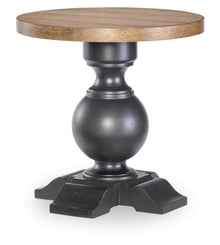  Vintage Market - Urn Base End Table - Barnwood Oak And Kettle Black