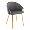 Claire - Chair - Gold Metal And Gray Faux Leather