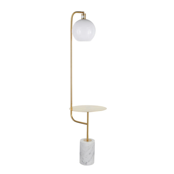 Symbol - Floor Lamp - Gold Metal Side Table And White Marble Base