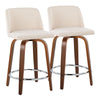 Toriano - 24" Fixed-Height Counter Stool (Set of 2) - Walnut & Chrome Round Base